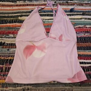 Y2k Tank Halter Top Pink Floral Tank Top Y2k Top